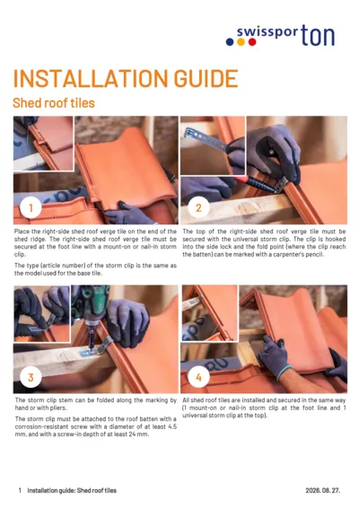 Installation guide Shed roof tiles 2026 EN