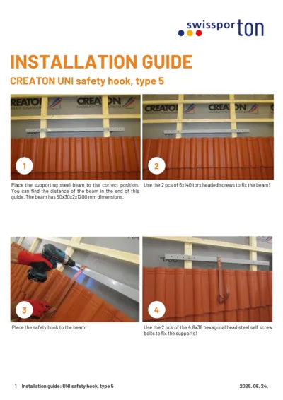 Installation guide UNI safety hook type 5 2025 EN