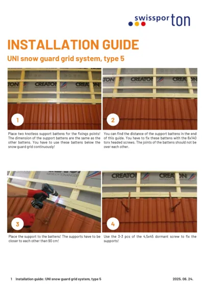 Installation guide UNI snow guard grid type 5 2025 EN