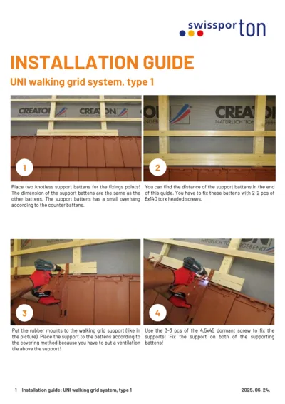 Installation guide UNI walking grid type 1 2025 EN